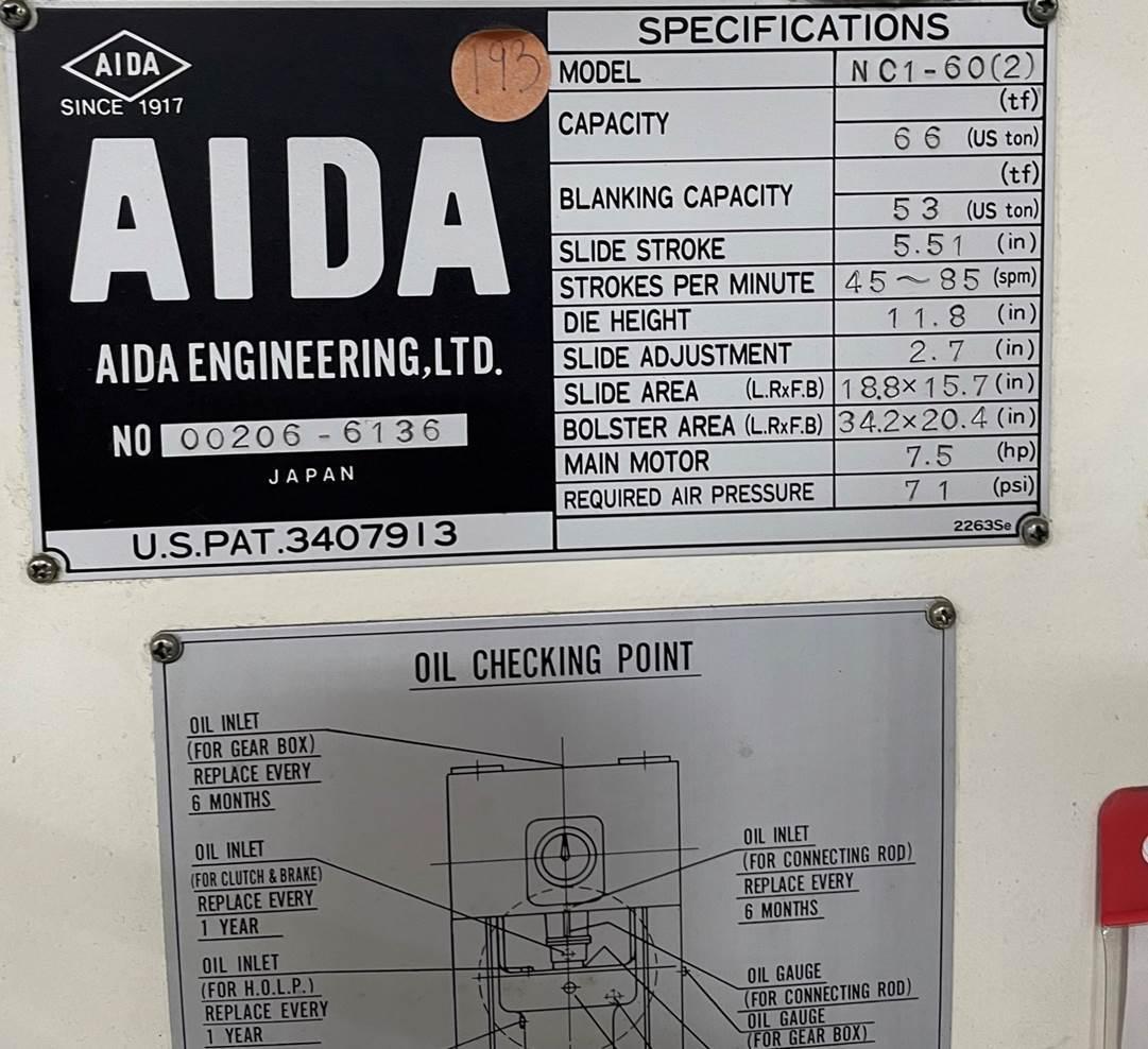 1985 AIDA NC1-60(2) Press Room, Gap Frame | Gulf Coast Machinery, LLC