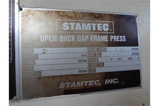 1995 STAMTEC G1-200 Press Room, Gap Frame | Gulf Coast Machinery, LLC